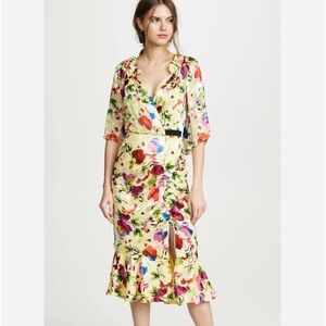 SALONI Yellow floral midi dress